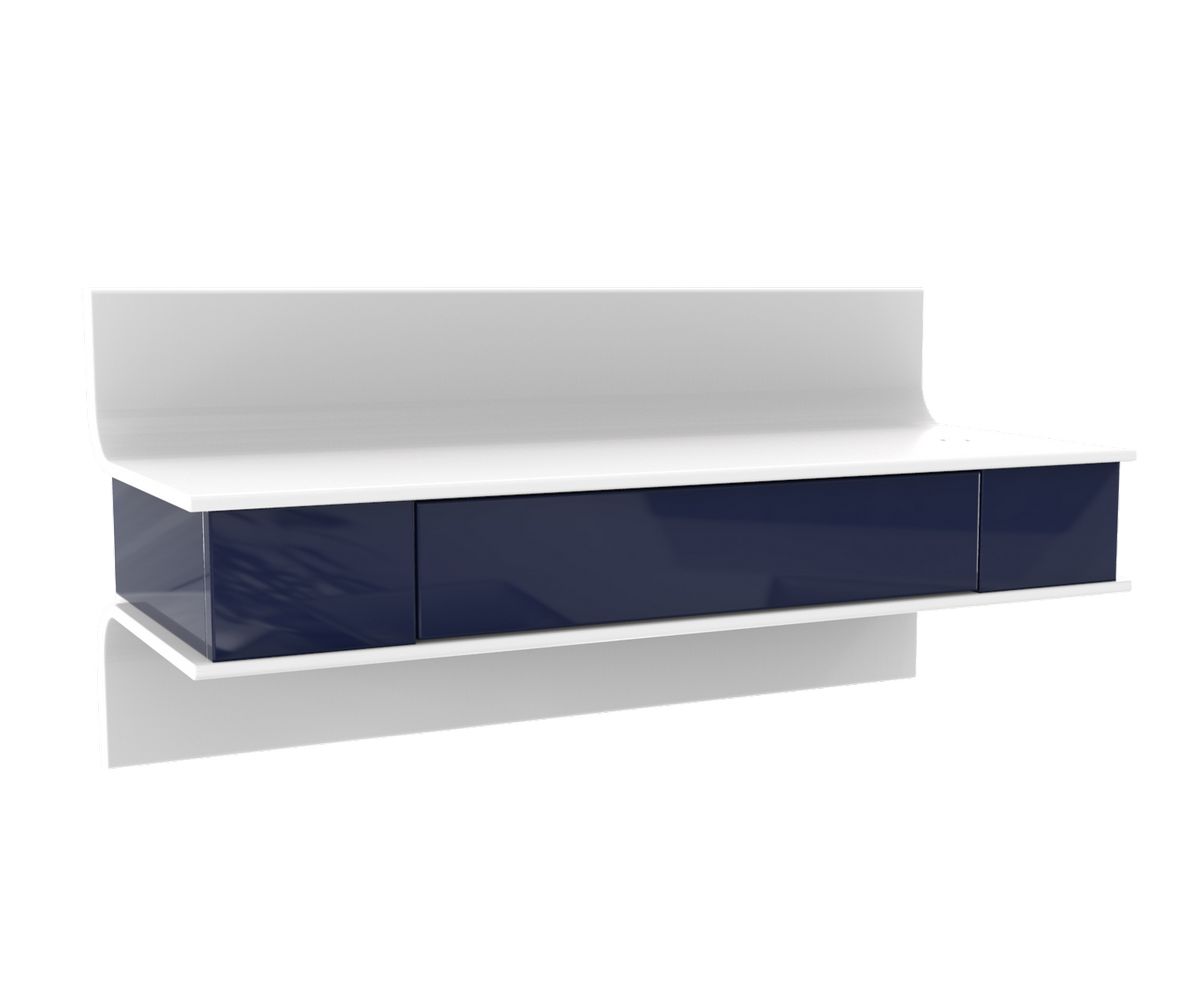 Loungewell Console Manhattan avec option chargeur - Blanc / Bleu - L900 x P360 x H434 mm