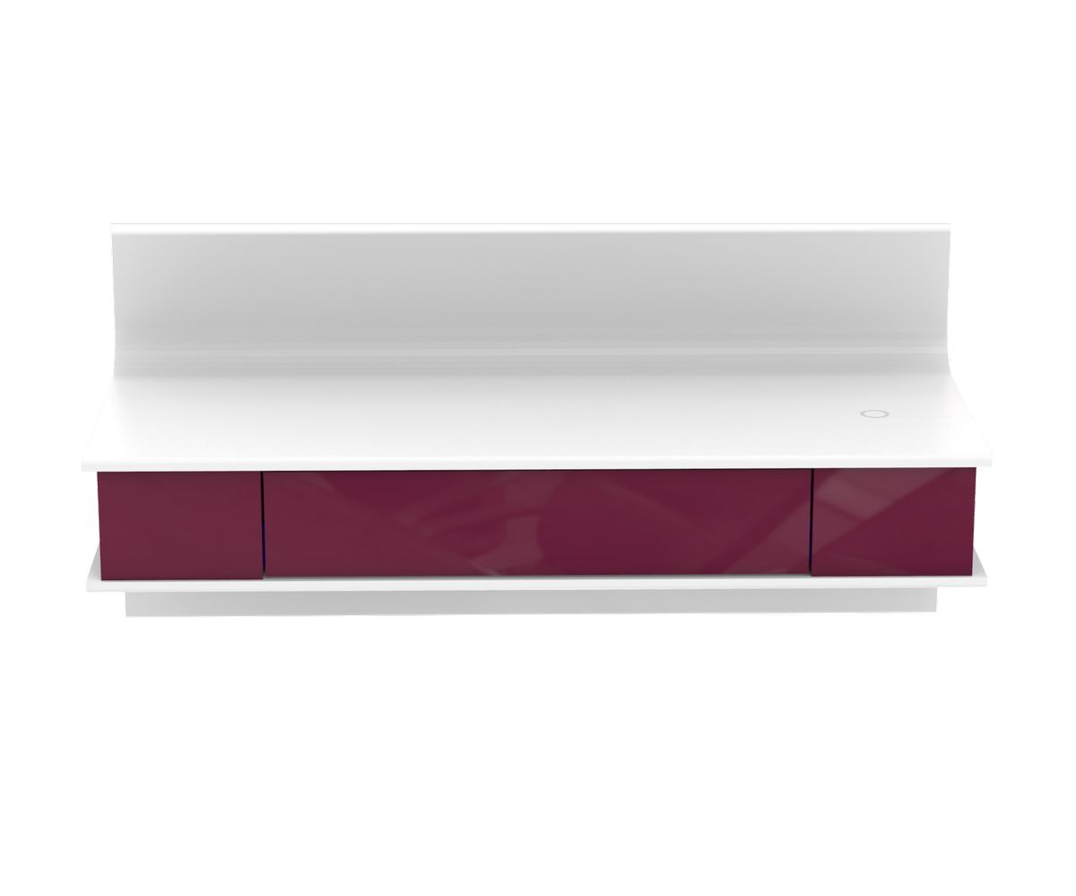 Loungewell Console Manhattan avec option chargeur - Blanc / Bordeaux - L900 x P360 x H434 mm