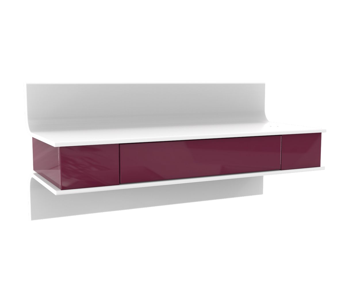 Loungewell Console Manhattan avec option chargeur - Blanc / Bordeaux - L900 x P360 x H434 mm