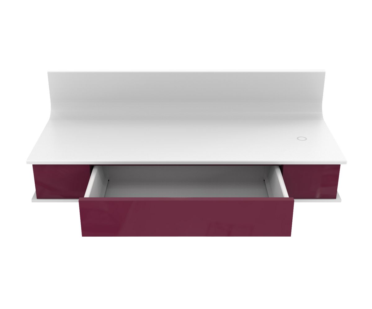 Loungewell Console Manhattan avec option chargeur - Blanc / Bordeaux - L900 x P360 x H434 mm