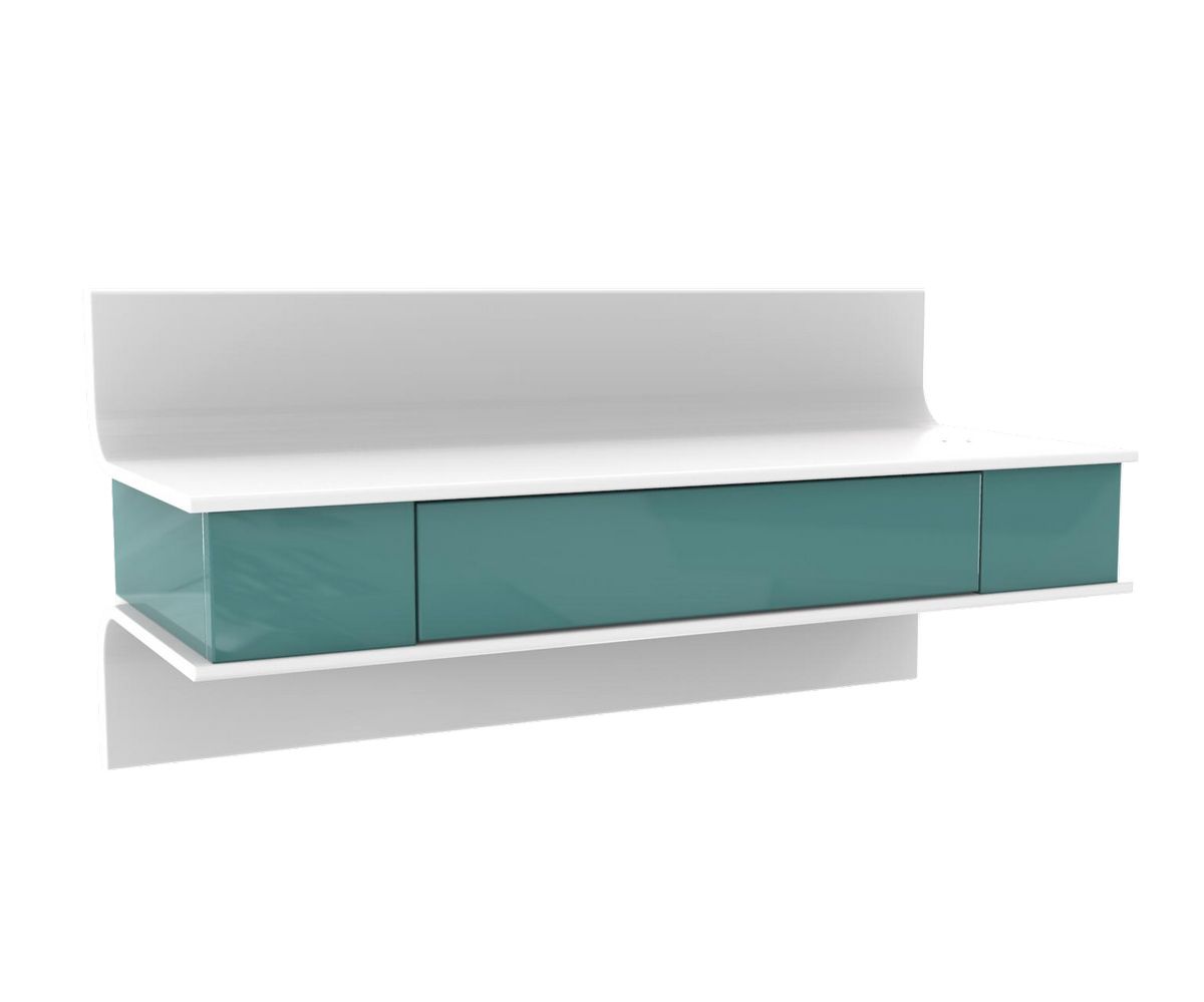 Loungewell Console Manhattan avec option chargeur - Blanc / Vert - L900 x P360 x H434 mm