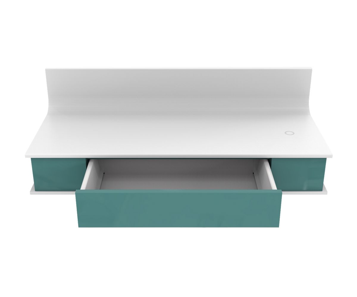 Loungewell Console Manhattan avec option chargeur - Blanc / Vert - L900 x P360 x H434 mm