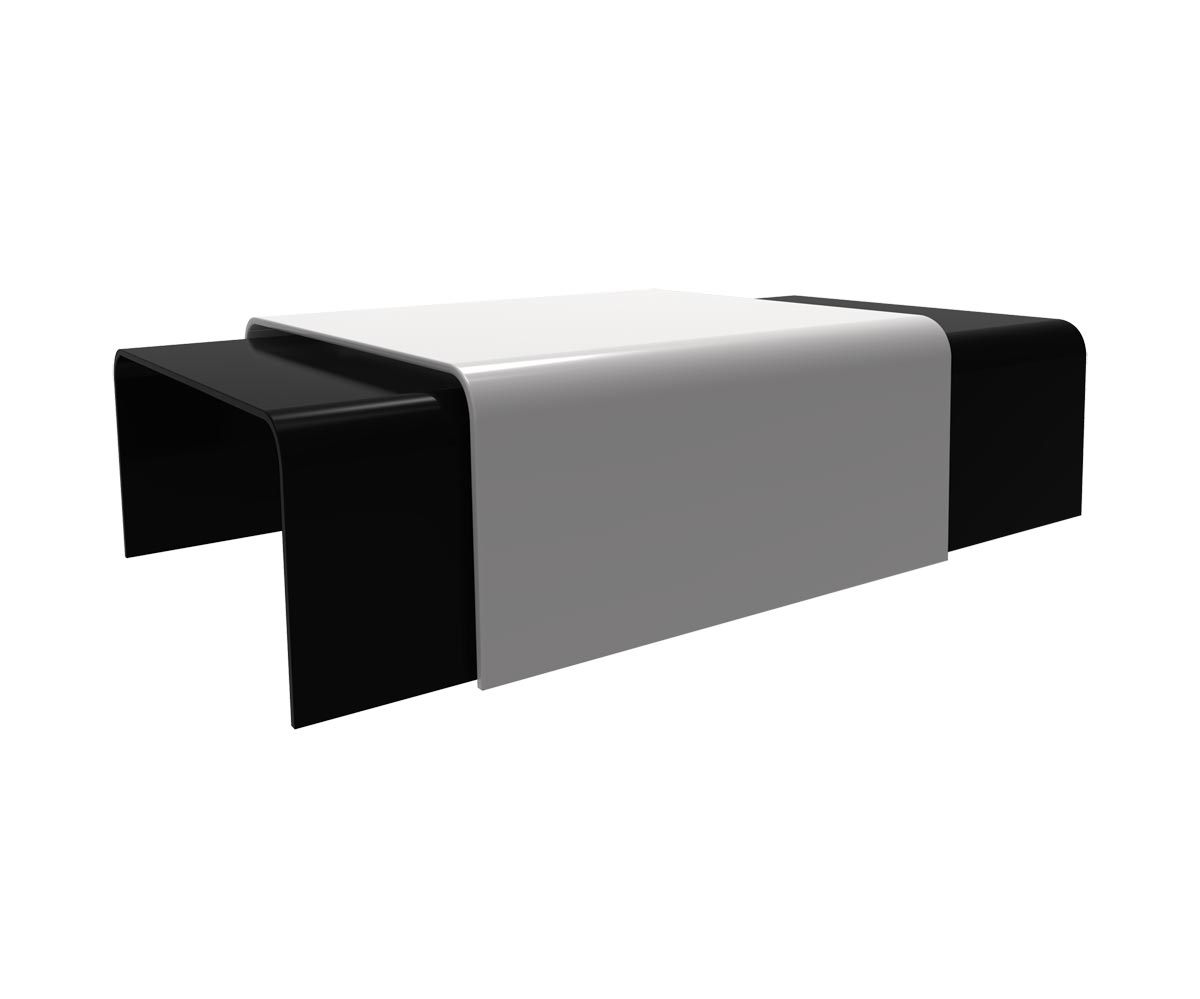 Loungewell Table basse en solid surface - Noir - L750 x P375 x H370mm