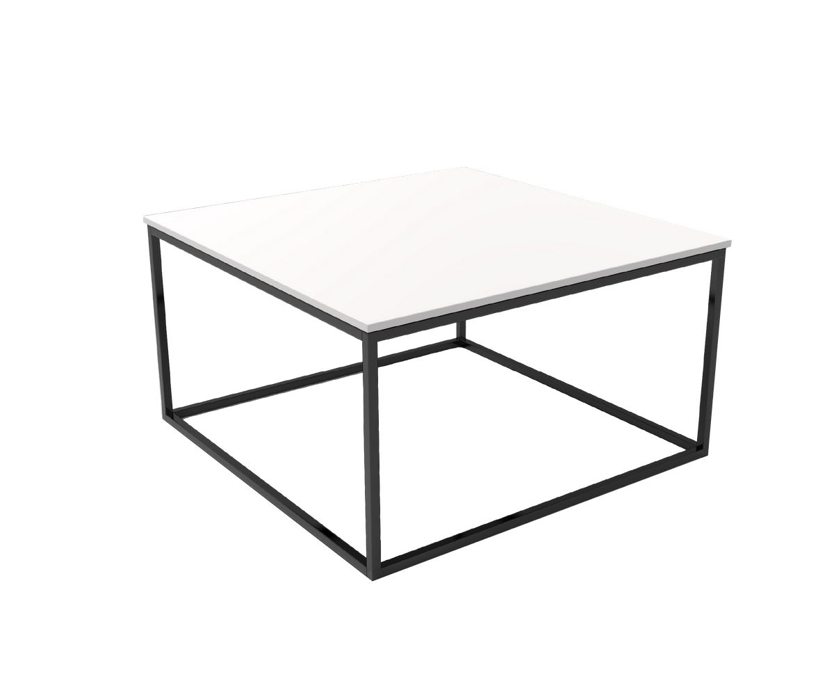 Loungewell Table basse Square Manhattan K.Life - Blanc / Noir - L750 x P750 x H412mm