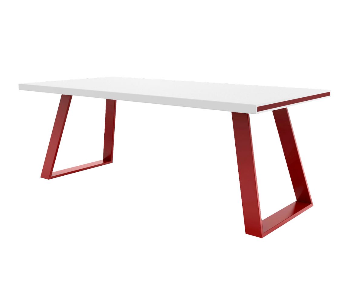 Loungewell Table de repas Manhattan - Blanc / Bordeaux - L2000 x P900 x H750mm