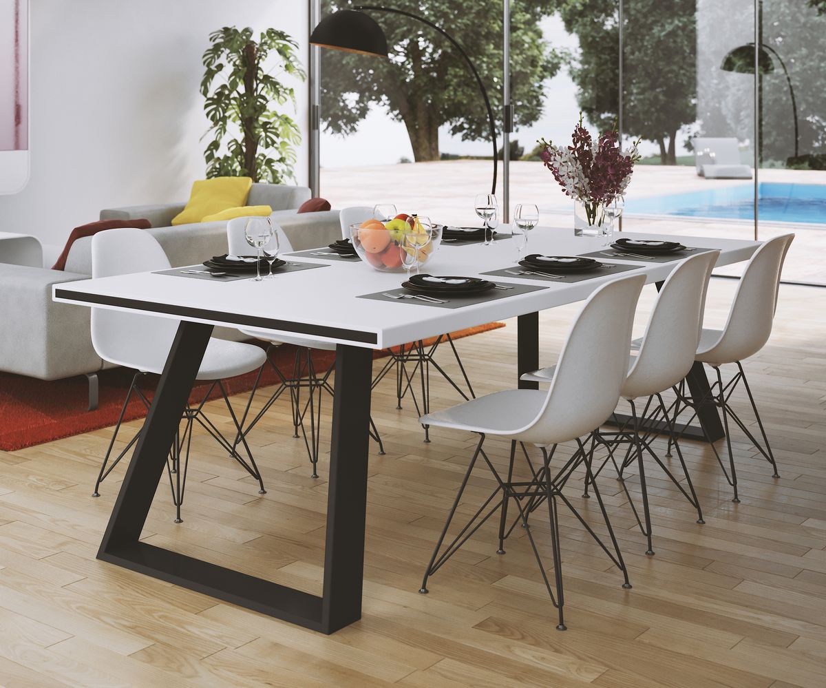 Loungewell Table de repas Manhattan en K.Life - Blanc / Rouge - L2000 x P900 x H750mm