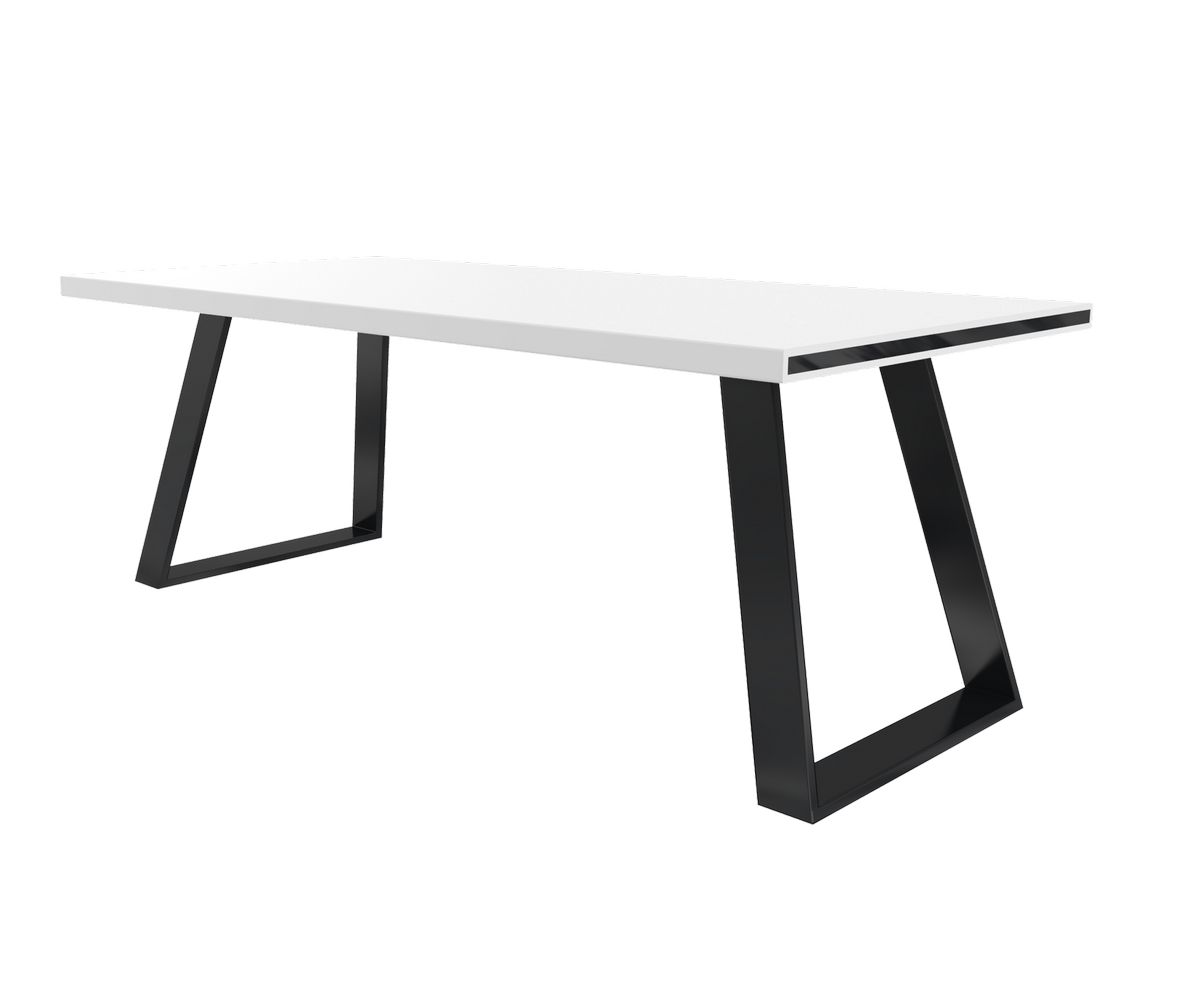 Loungewell Table de repas Manhattan en K.Life - Blanc / Noir - L2000 x P900 x H750mm